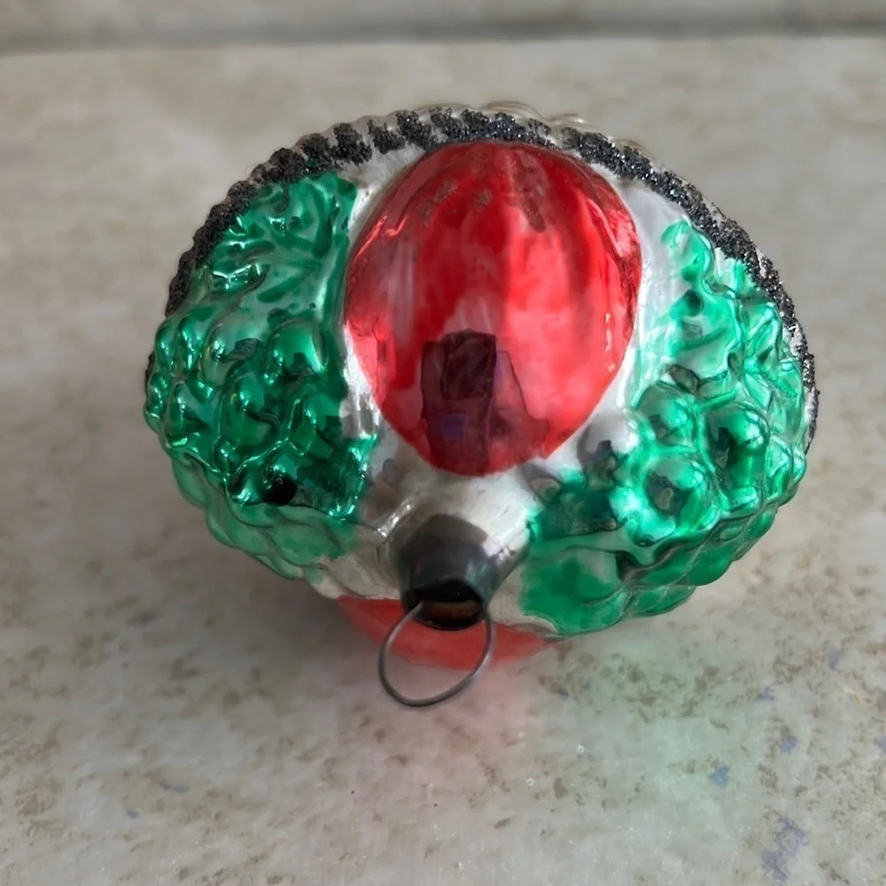 Old Vintage Christmas Ornament Mica Fruit Basket
